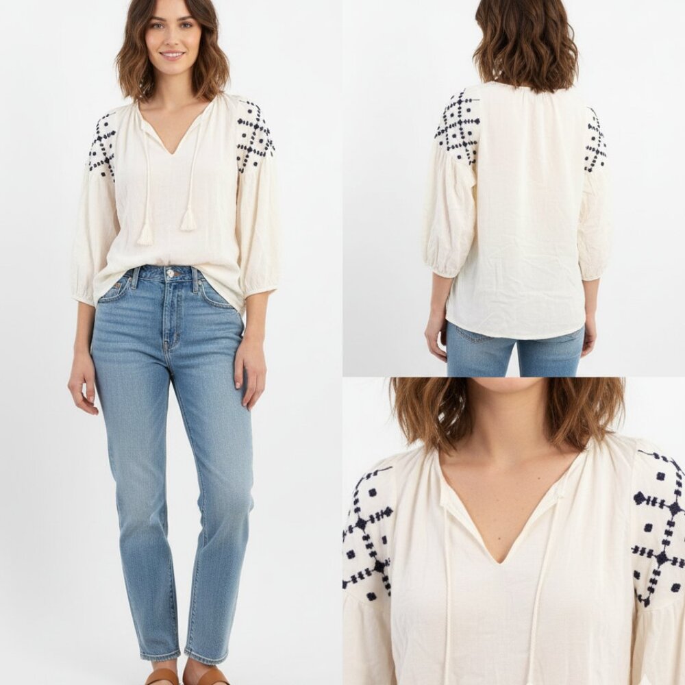 *Old Navy Cream Long Sleeve Blouse